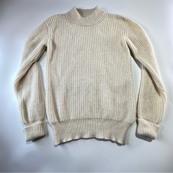 Alice Walk sweater baby alpaca ribbed knit crewneck pullover small cream - Picture 2 of 6